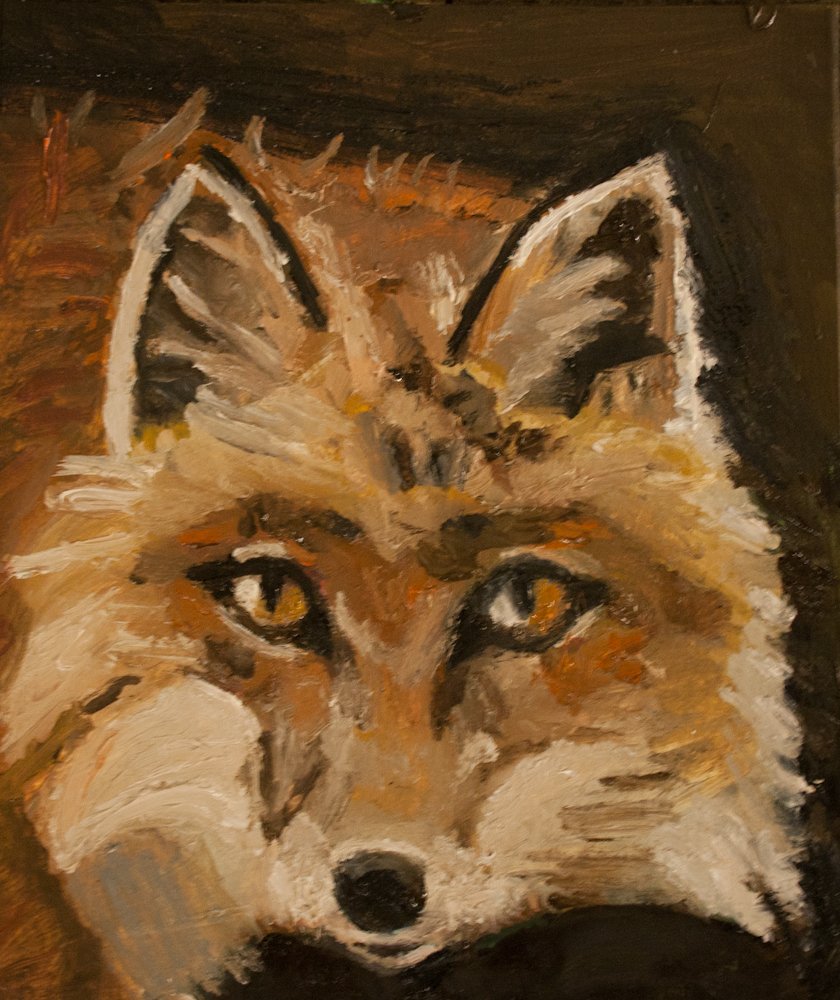 Brown Fox Mini Wildlife Painting Gold, Red, Orange Art - Daily Paintings