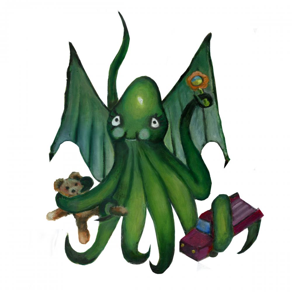 Squid Art Painting Limited Edition Print - Baby Cthulhu