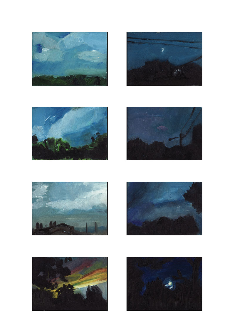 Clouds, Blue, Sky, Summer Mini Landscape Painting Art Prints - Summer Skies Series
