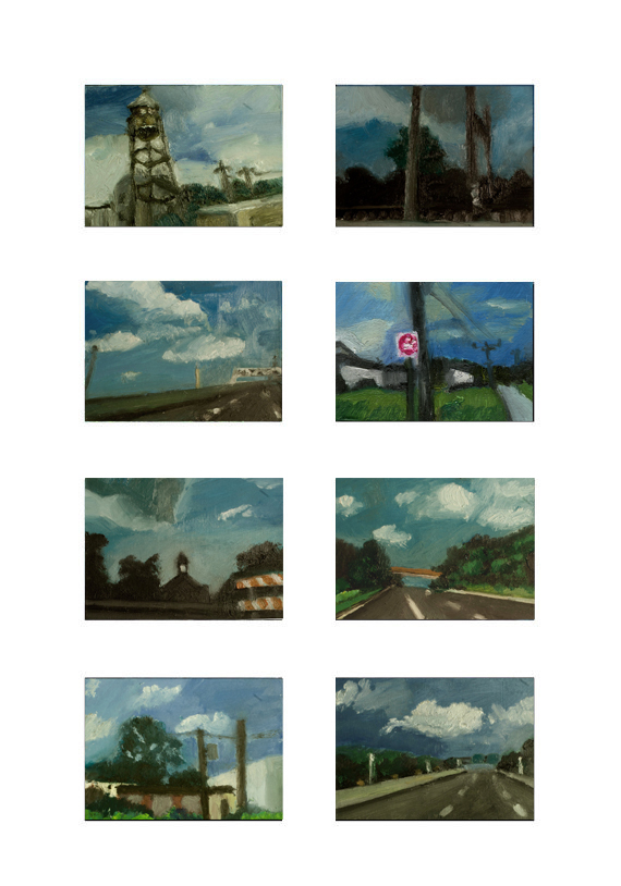 Clouds, Blue, Sky, Mini Landscape Painting Art Prints - Road Trip Series
