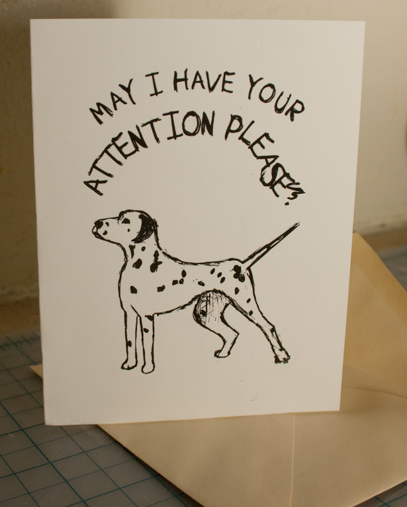 Dalmatian Dog Drawing Blank Stationary Card