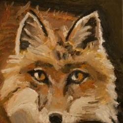 Brown Fox Mini Wildlife Painting Gold, Red, Orange Art - Daily Paintings