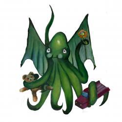 Squid Art Painting Limited Edition Print - Baby Cthulhu