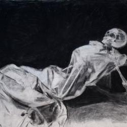 Dark, Death, Skeleton, Still Life Art Black and White Drawing Original Artwork