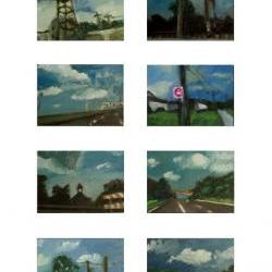 Clouds, Blue, Sky, Mini Landscape Painting Art Prints - Road Trip Series