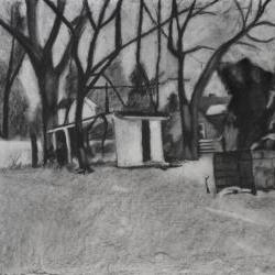 Snow Drawing Black and White Print - Variant Angle